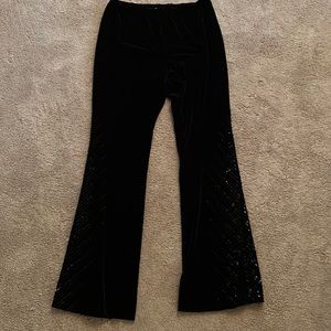 Adriana lapel velvet pants with sequins on the pant leg. Size 10.